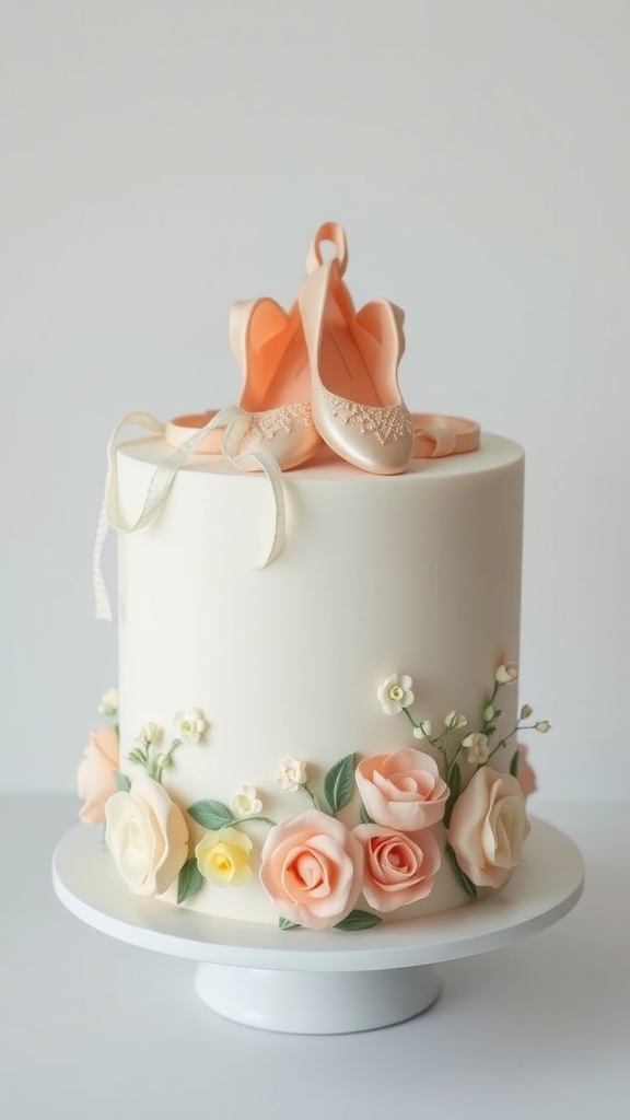 Ballet cake with slippers and flowers