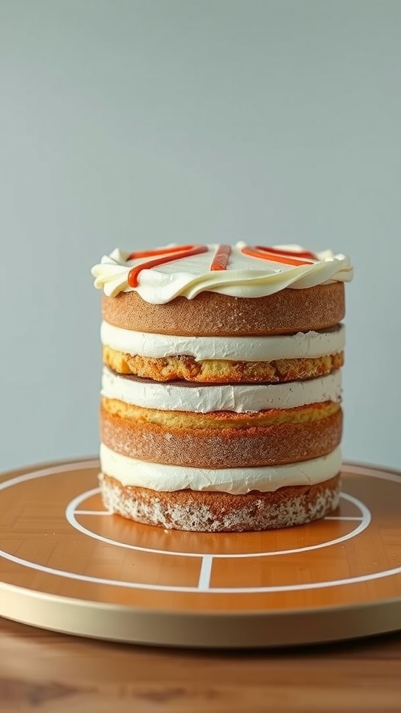 Layered basketball-themed birthday cake with court design.